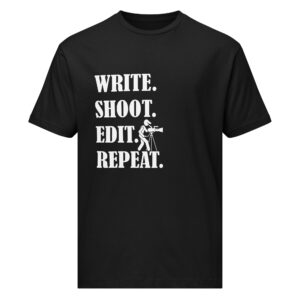 Unisex WRITE. SHOOT. EDIT. REPEAT. fine jersey tee